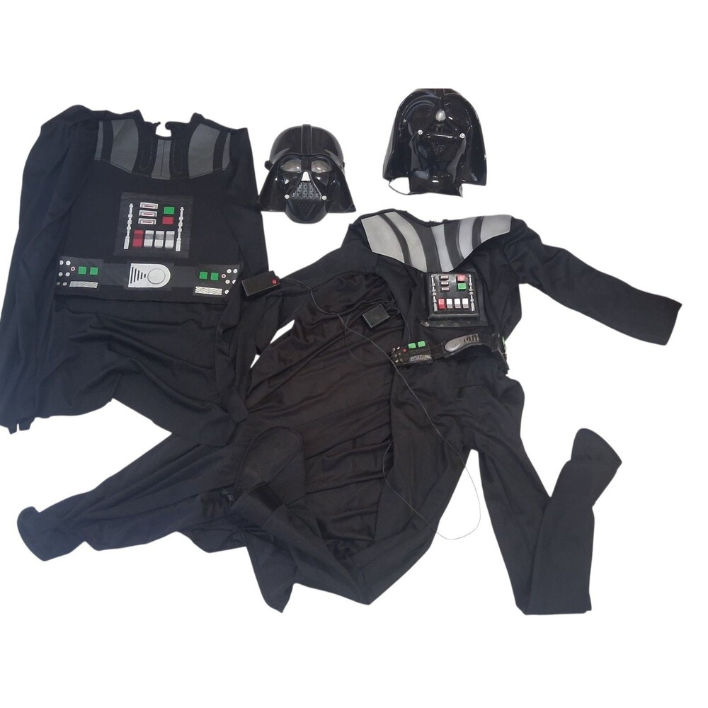 Vintage Star Wars Darth Vader Costume Boys size 8-10 x2 Masks and Cover 2005